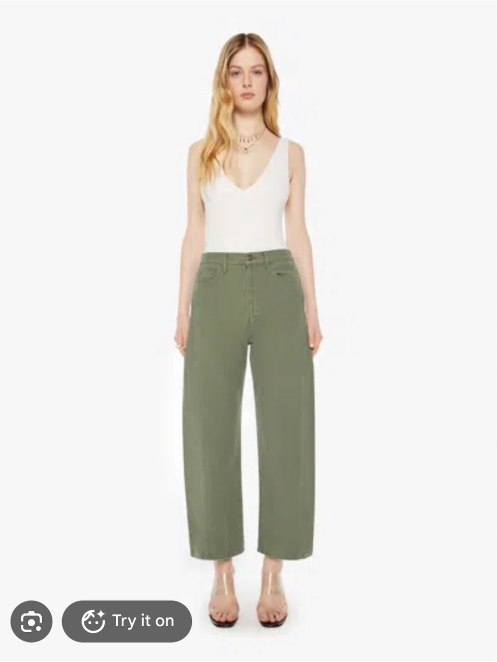 EUC Mother Denim The Half Pipe Ankle Roger That Olive Green Barrel Jeans 00 24
